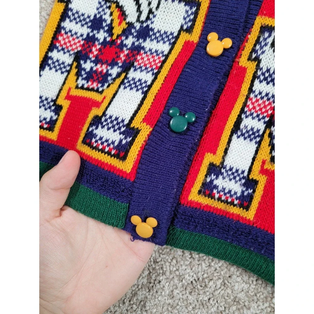 Vintage 90s Disney Mickey Mouse Sweater Cardigan Small Minnie Buttons Girls Kids